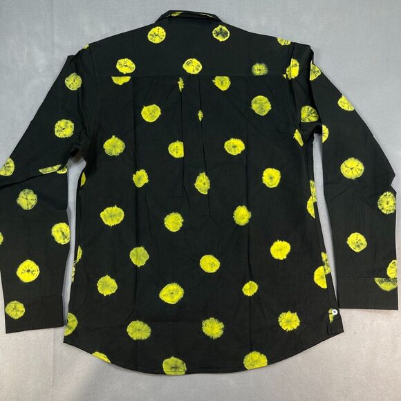 Men's Black and Yellow Casual Button Down Shirt - Picture 2 of 12